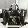 Chanel Aged Calfskin Charms Deauville Tote WE7924 in Black