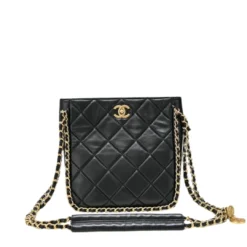 Chanel Black Classic Grained Cowhide Clutch HS9962 With Chain