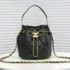 Knockoff Chanel Small Bucket Bag Black Sheepskin with Gold Metal HT8874Q