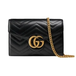 Gucci GG Marmont Black Matelassé Super Mini Bag 484941- gold hardware