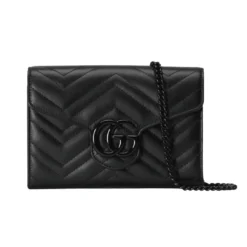 Gucci GG Marmont Black Matelassé Super Mini Bag 484941- Black hardware