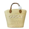 Gucci Leather-Trimmed Raffia Tote 667540 FOR SUMMER